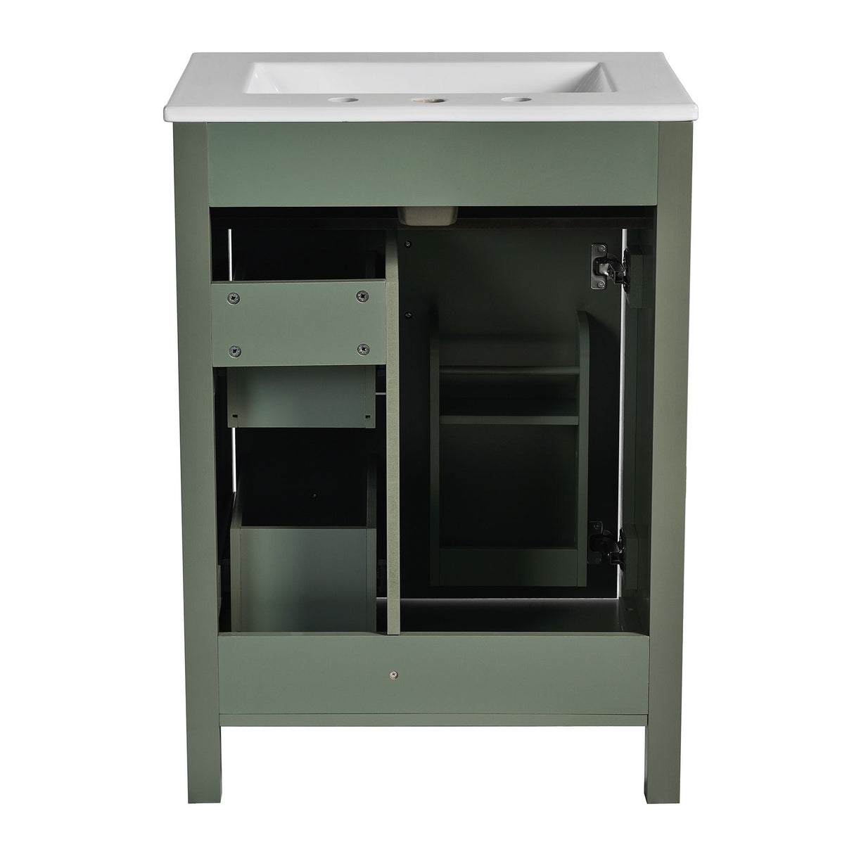 Elegant Bathroom Vanity With Ceramic Sink, Soft Close Doors And Drawers, Double Storage Racks