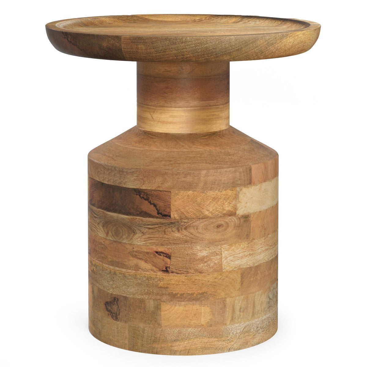 Handcrafted Wooden Accent Table with Sculptural Design - Multiple Colors