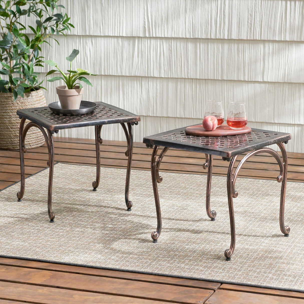 Laughlin Traditional Style Cast End Table Set - Antique Espresso