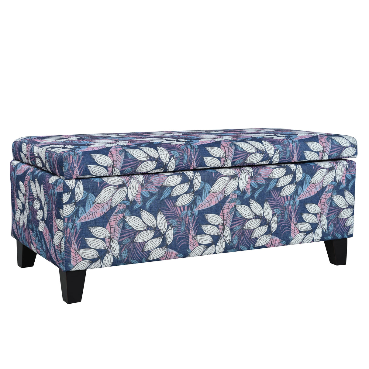 Luxury Storage Ottoman with Floral Patterned Fabric