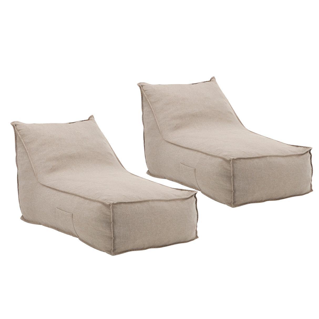 Perry Outdoor Bean Bag Lounge Chair Set of 2 in Beige