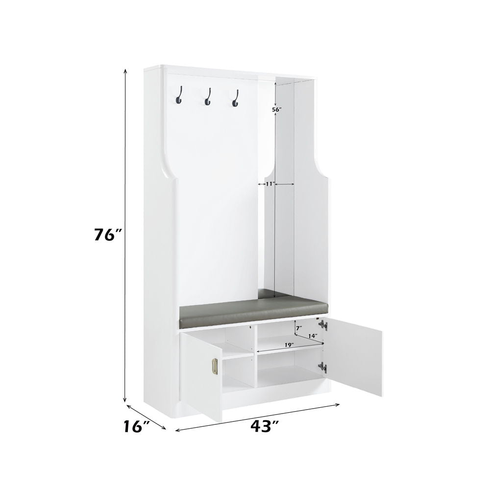 Buck II - Hall Tree - White High Gloss