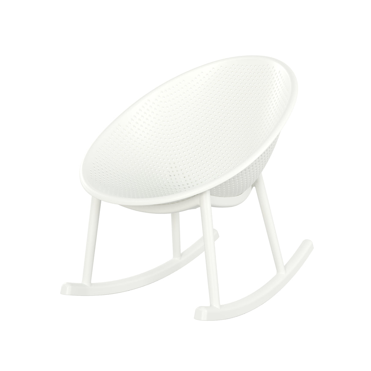 Modern Gable Rocking Chair Set of 2 in White Plastic with Weather Resistance