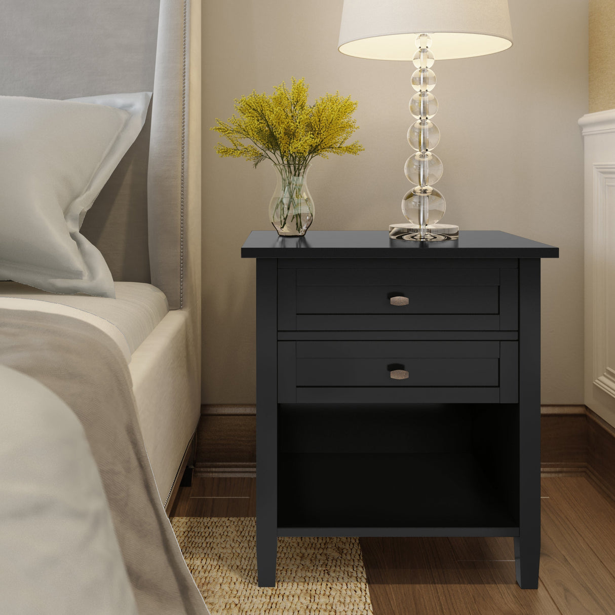 Warm Shaker Bedside Table - Black