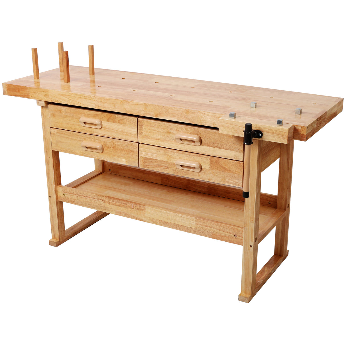 60-Inch Rubber Hardwood Workbench with 4 Drawers