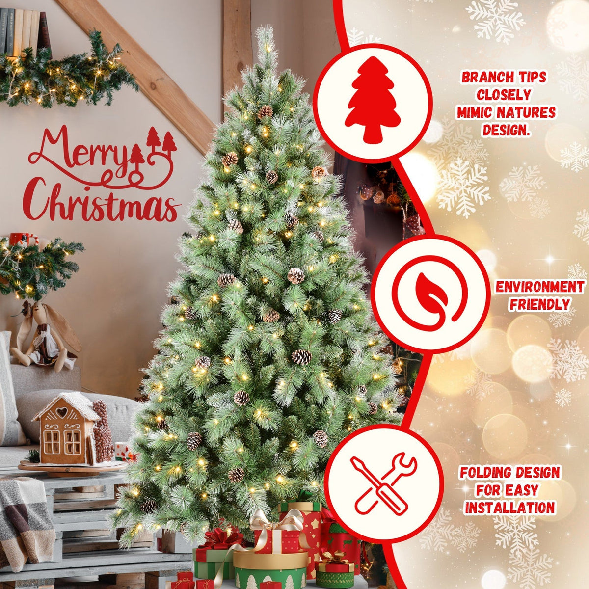 9FT Christmas Tree with 700 Warm Lights