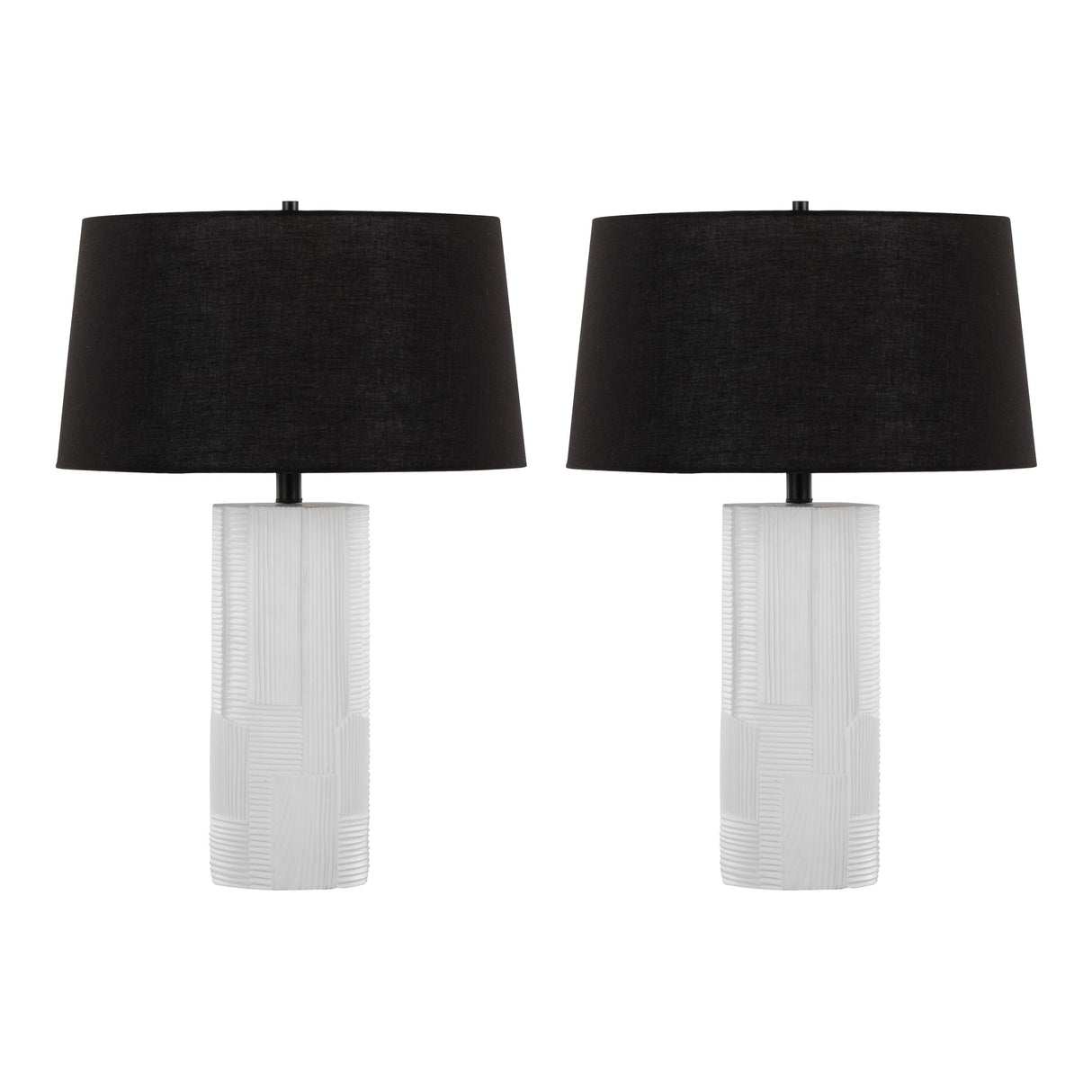 Petra 26" Contemporary Polyresin Table Lamp in Cream and Black - Set of 2