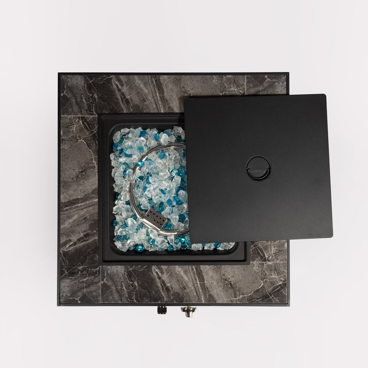 24" Propane Gas Fire Pit Table with Tile Tabletop and Wicker Base