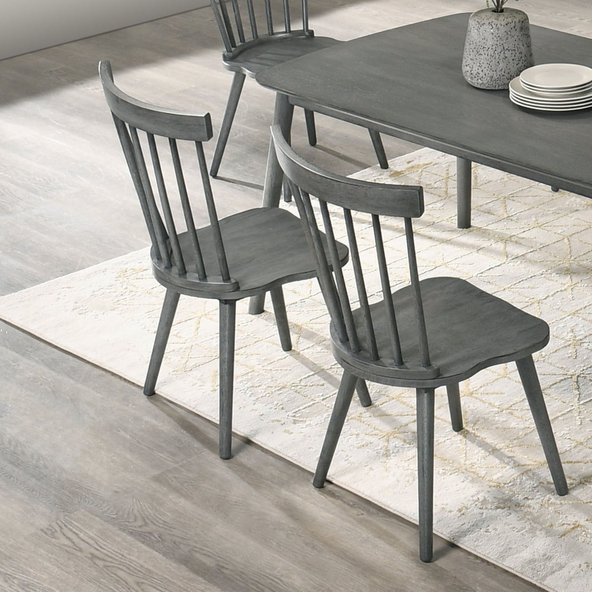 Modern Farmhouse Spindle Back Dining Chairs, Set of 2