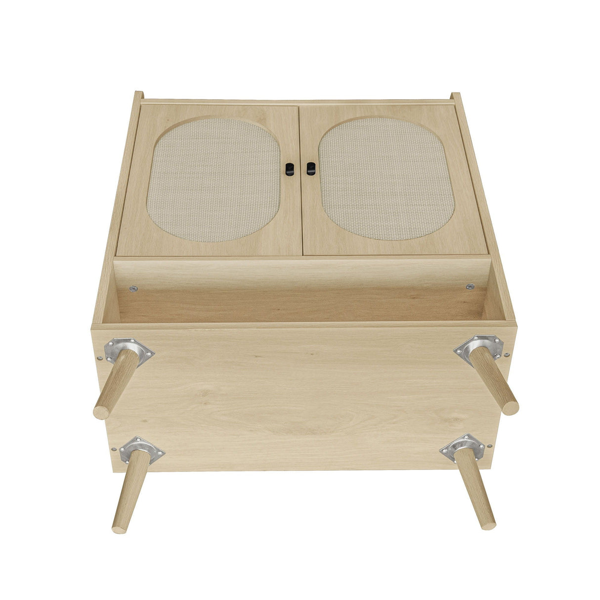 2 Door Shoe Rack, Freestanding, Modern Shoe Storage Cabinet, For Entryway - Natural