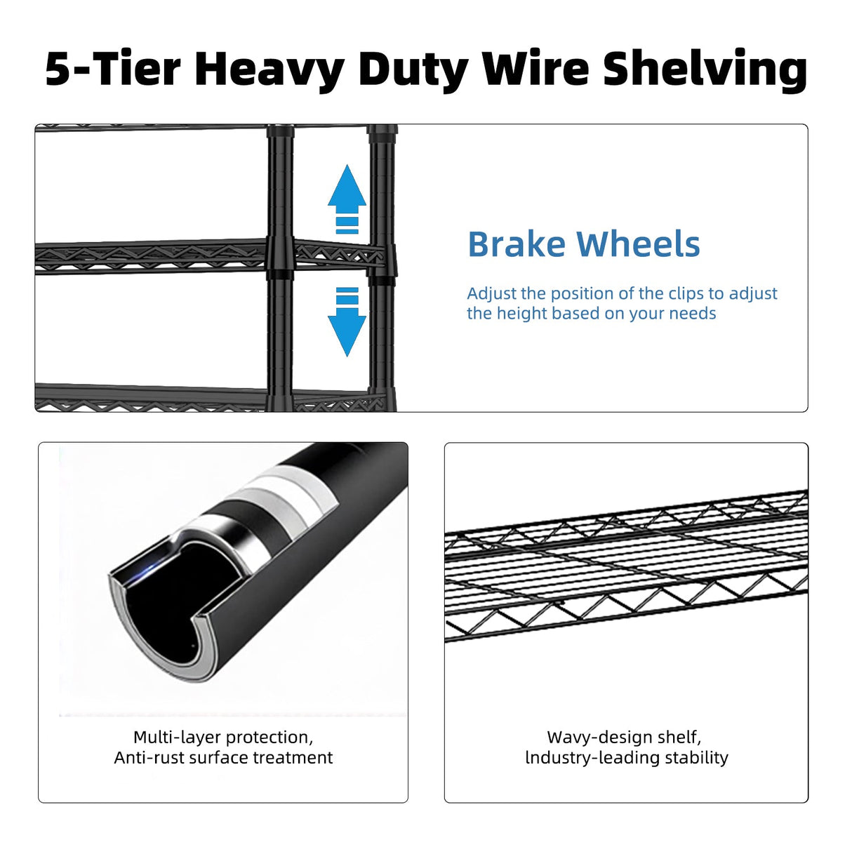 5-Shelf Storage Shelves - Heavy Duty Metal Shelving Unit