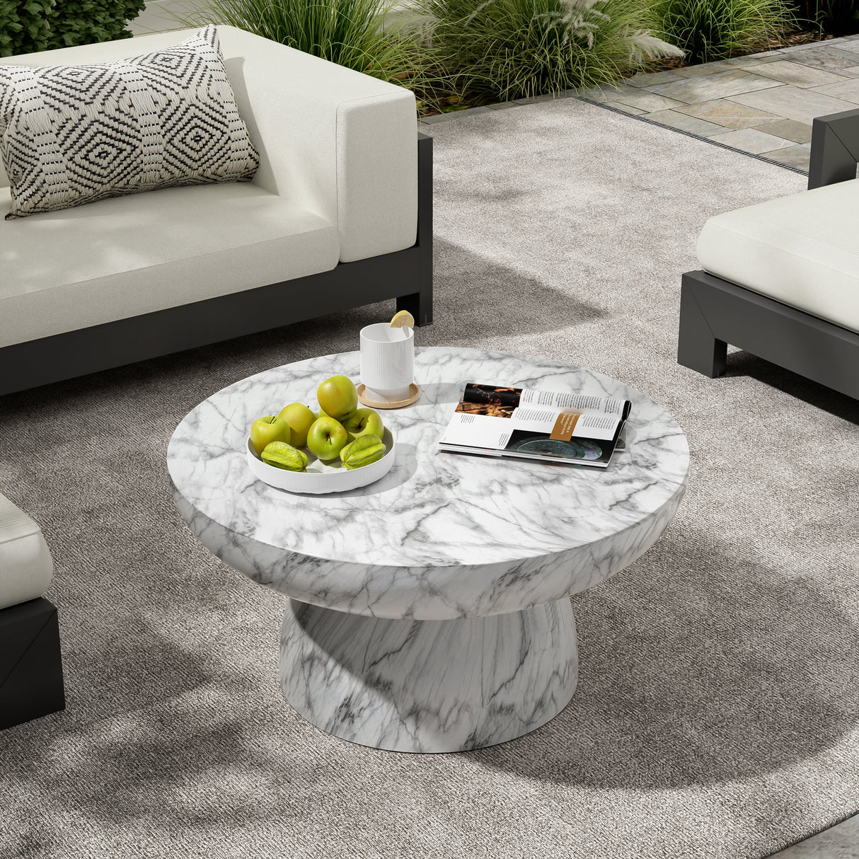 MGO Faux Marble Coffee Table for Both Indoor and Outdoor Use
