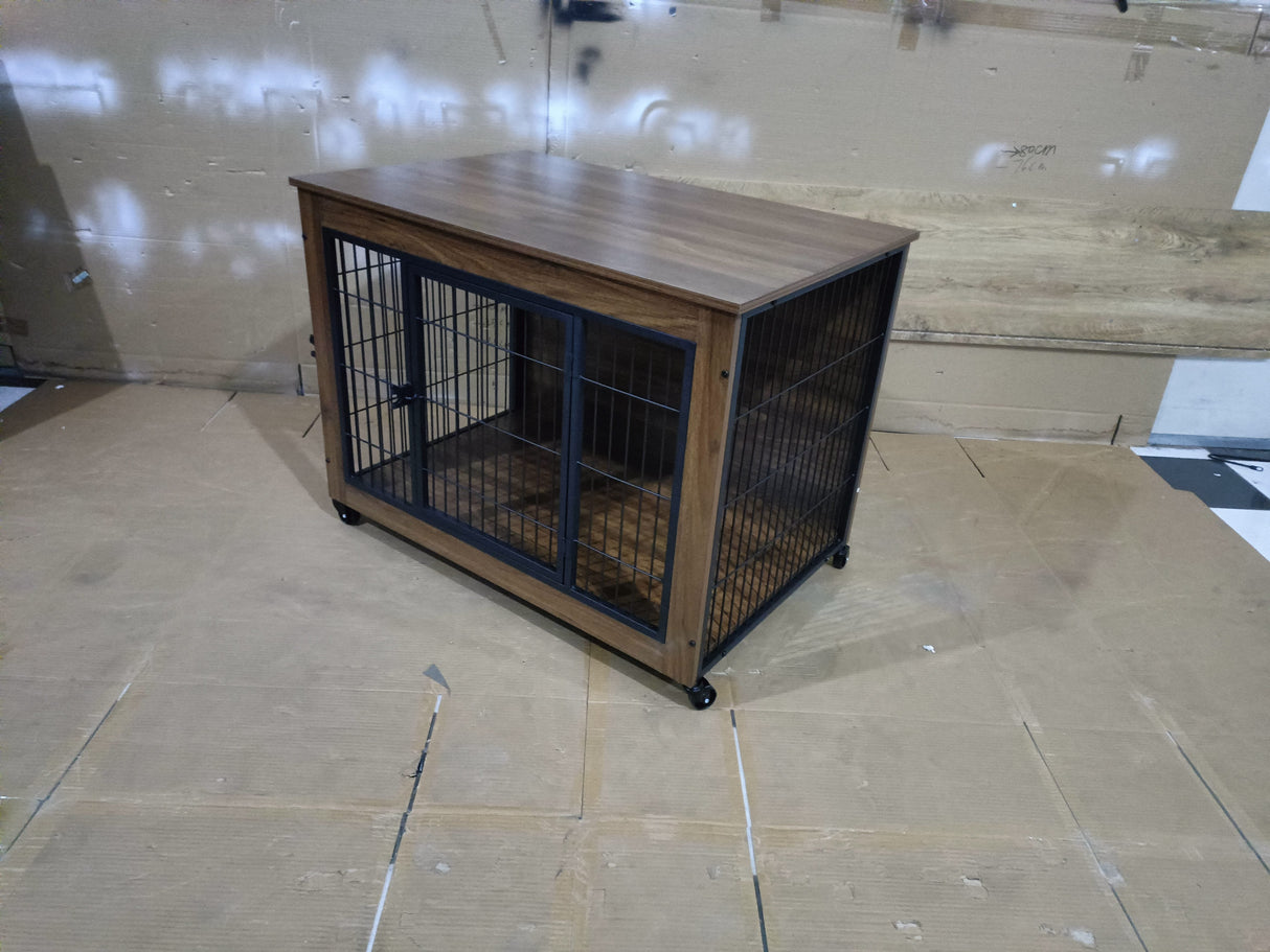 38.6" Dog Crate Furniture with Wheels for Small Dogs