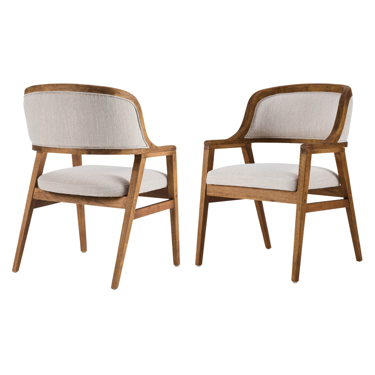 Mid-Century Modern Dining Chairs Set of 2Wood Frame Dining Chairs with Fabric Cushion for KitchenLiving RoomHome Office,Walnut+Beige
