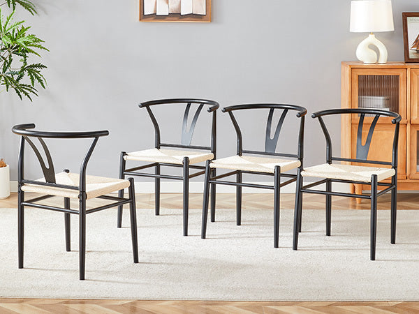Wesborn Chair - Y-Shaped Medieval Style Armchair for Dining Table, Set of 4