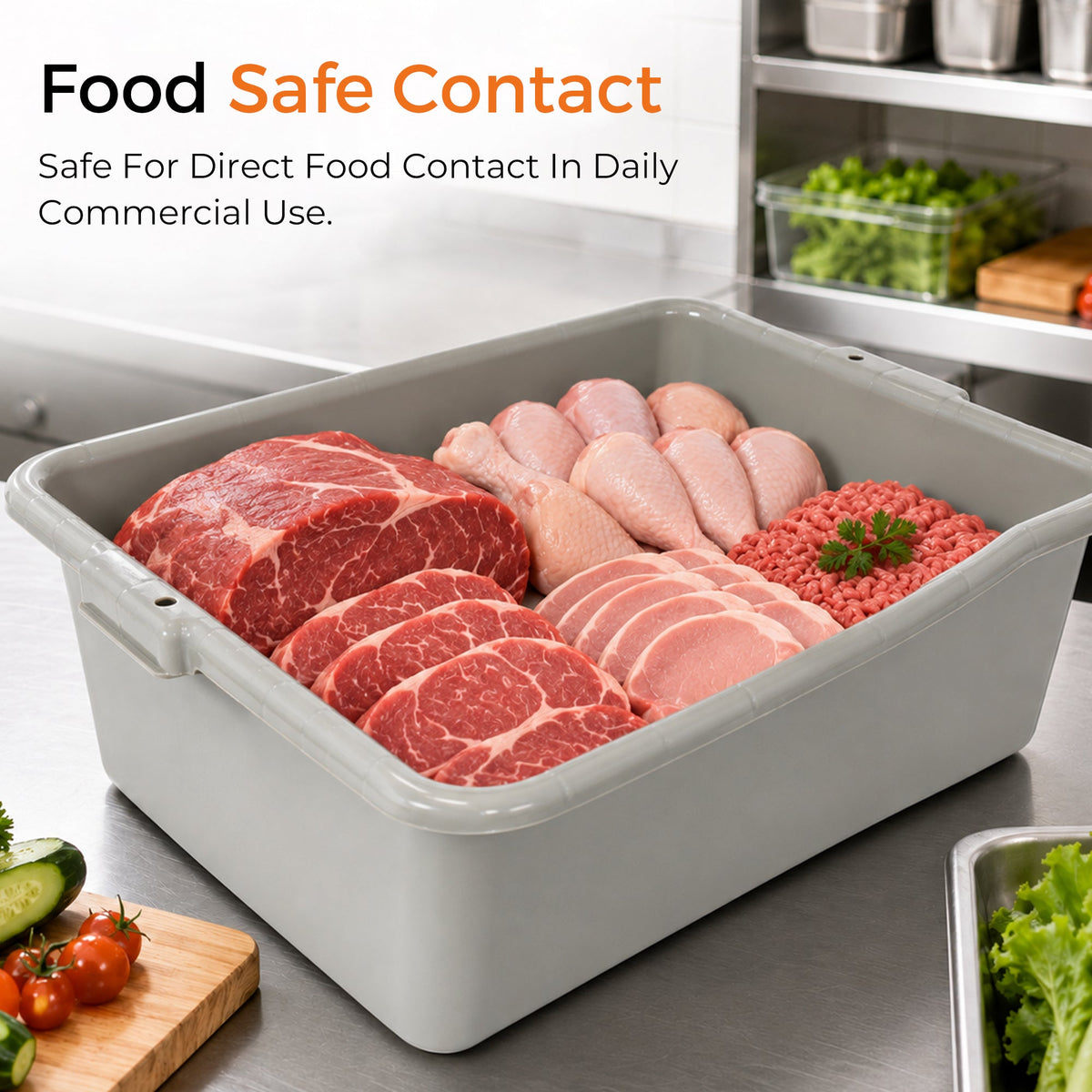 6-Pack 20" x 15" x 7" 9 Gallon Meat Lugs with Lids