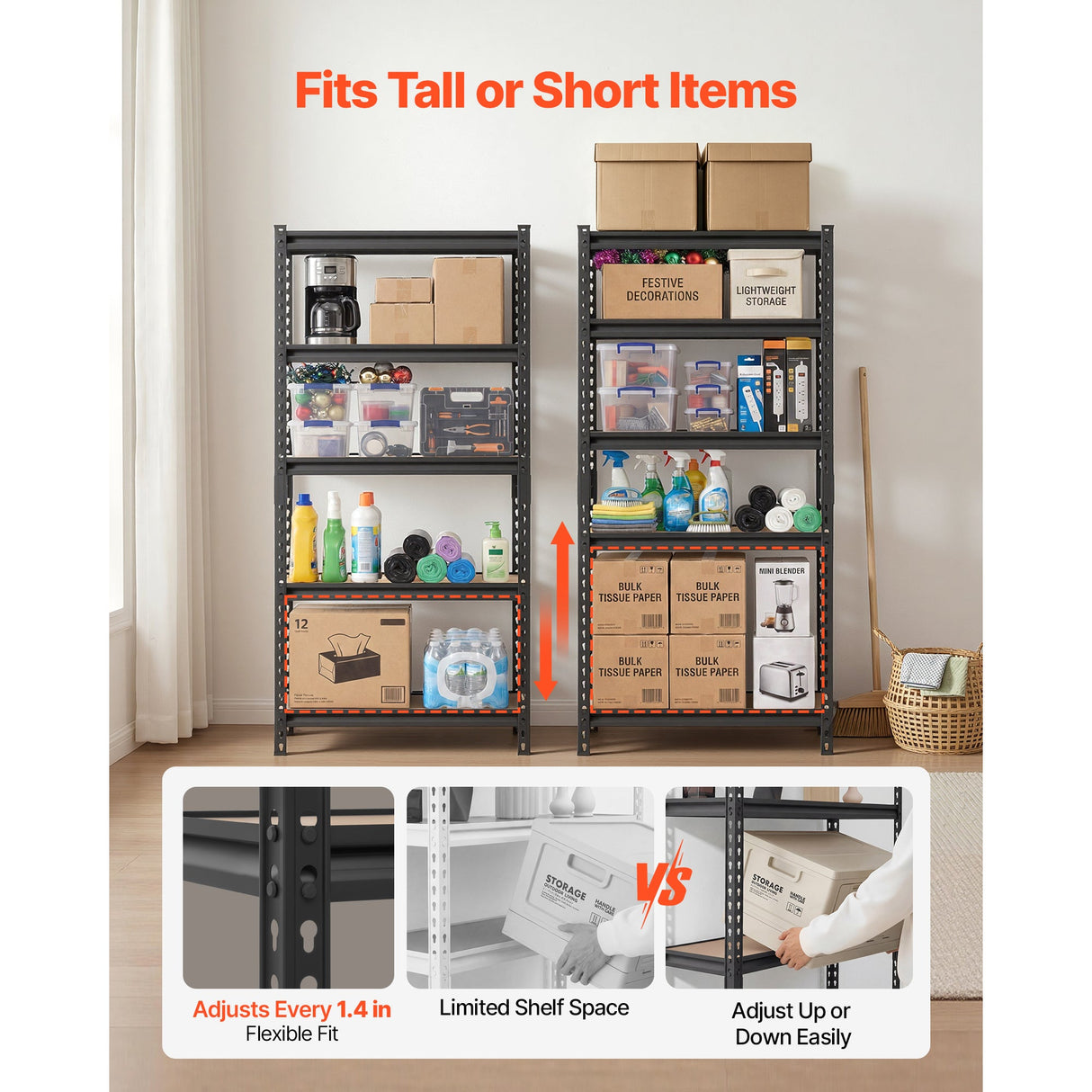 5-Tier Adjustable Storage Shelves for Versatile Organization