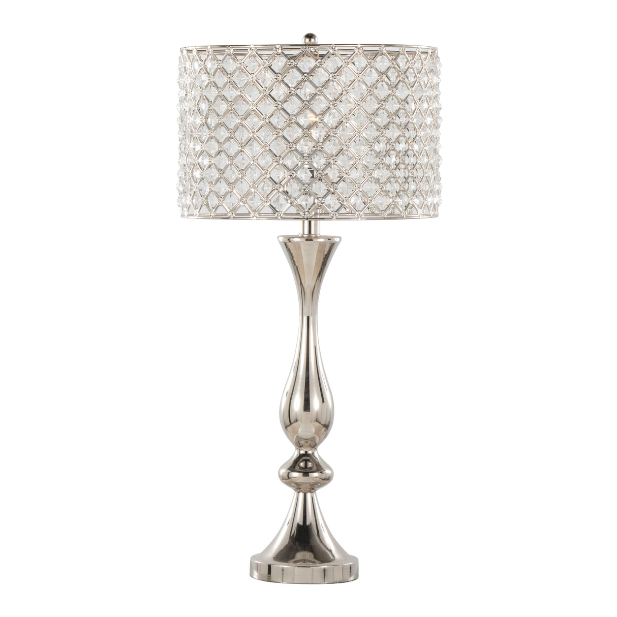 Topaz 27' Contemporary Metal Table Lamp in Polished Nickel with Clear K9 Crystal