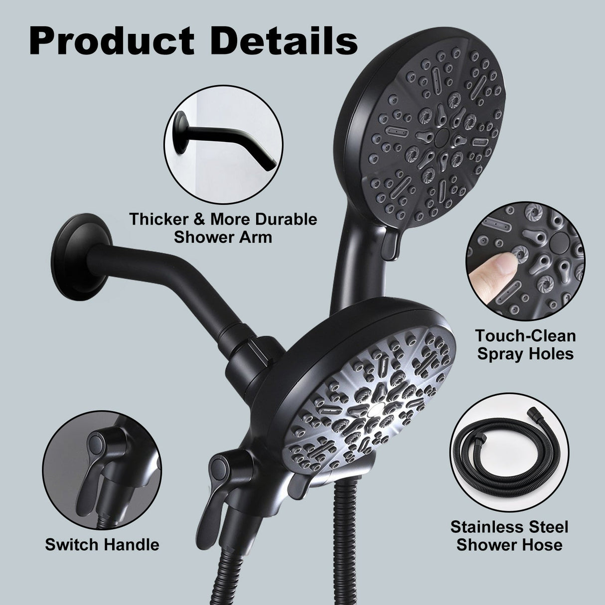 High Pressure 3-Way Rainfall Combo Showerhead