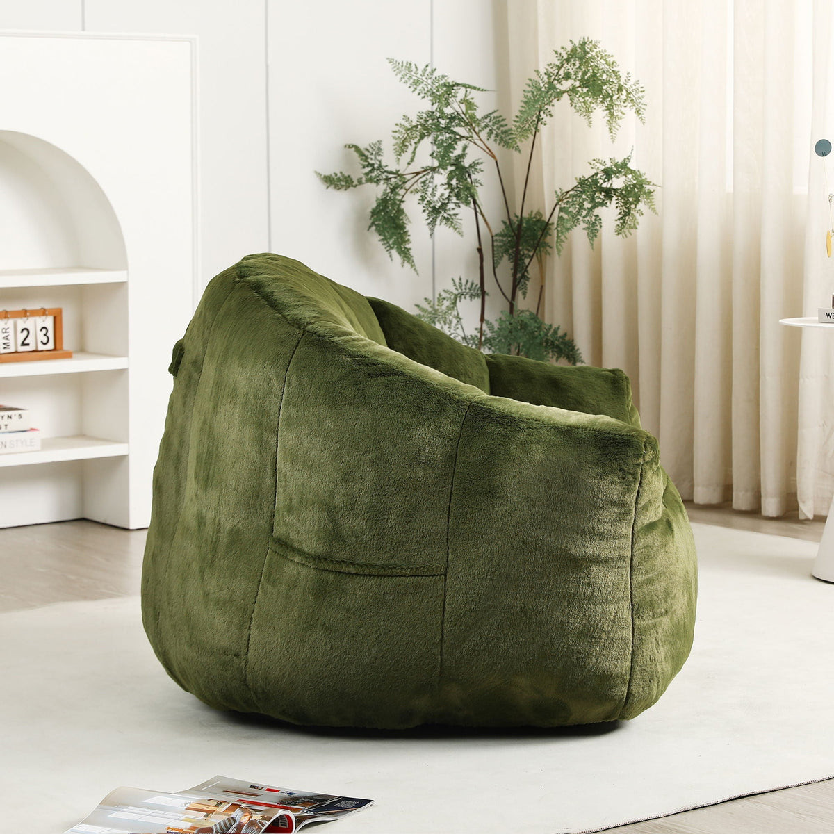 Beanbag Chair, Beanbag Sofa Chair With Armrests Stuffed High Density Foam