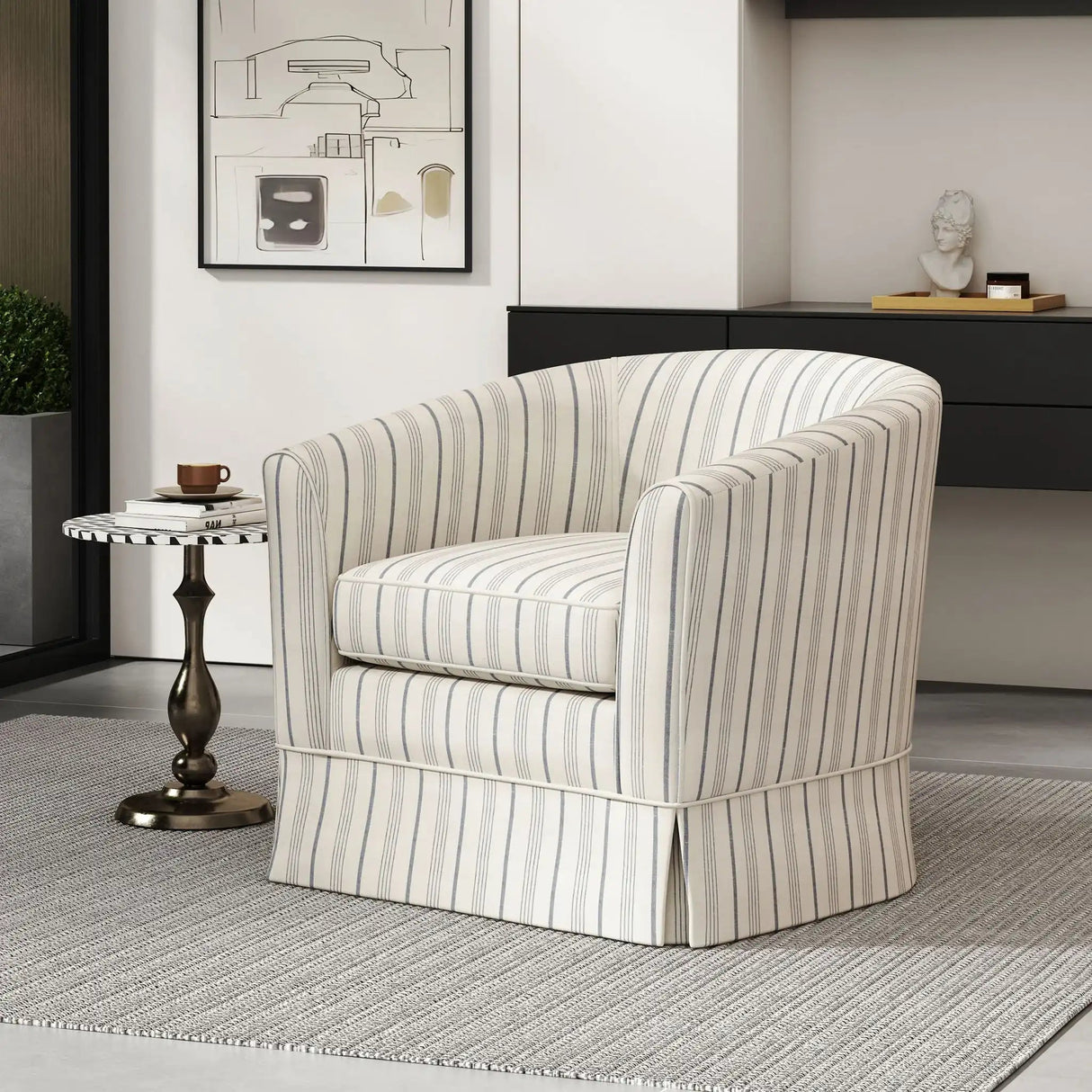 Zeniqua Upholstered Swivel Chair With Loose Cover