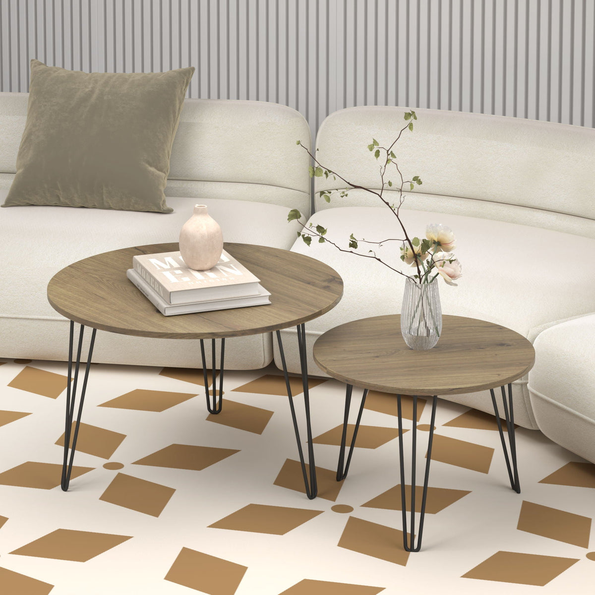 Round Nesting Coffee Table For Living Room (Set of 2)