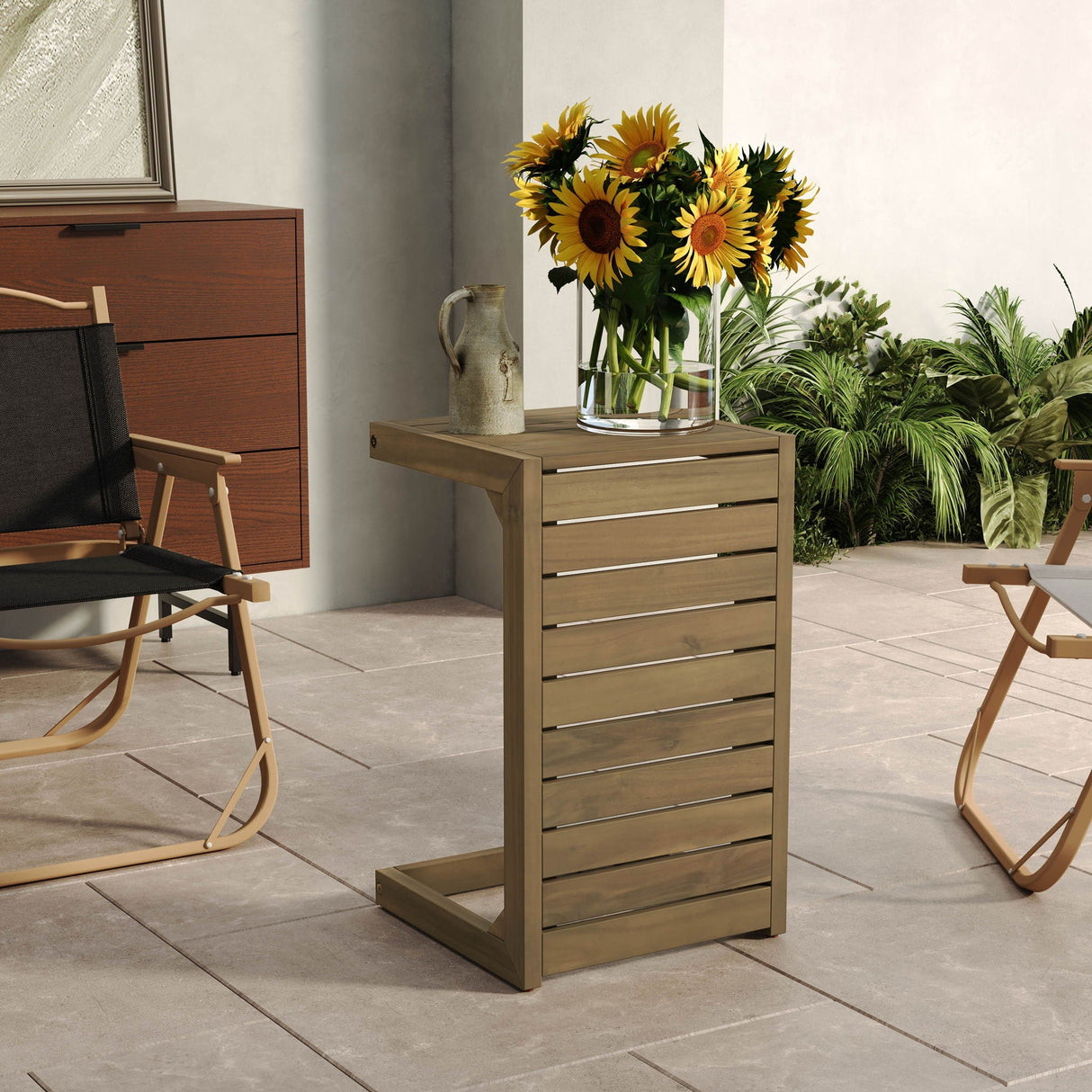 Aluminum Outdoor C-Shaped Side Table for Patio