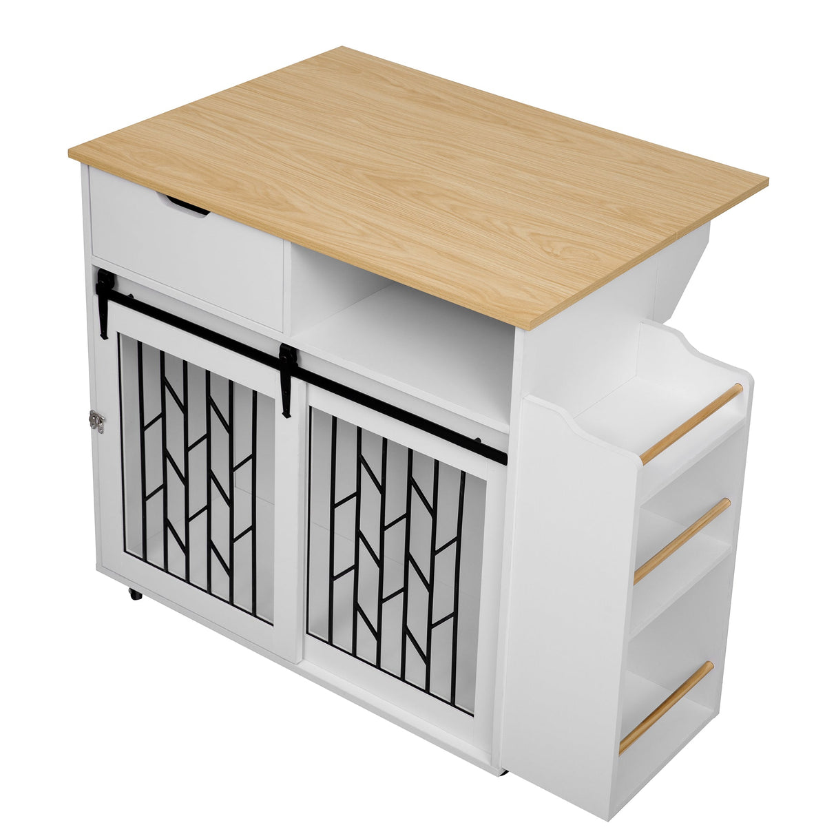 Modern Style 2-in-1 Pet Friendly Dog Crate Kitchen Island End Table