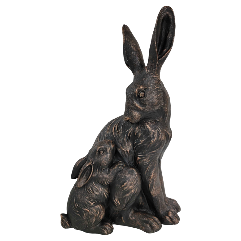 21'' Tall Mother Hare & Baby Cuddling Garden Statue