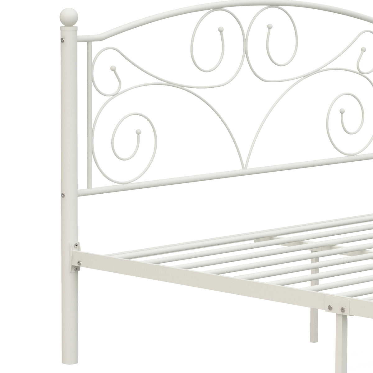 Full Size Unique Flower Sturdy System Metal Bed Frame with Headboard