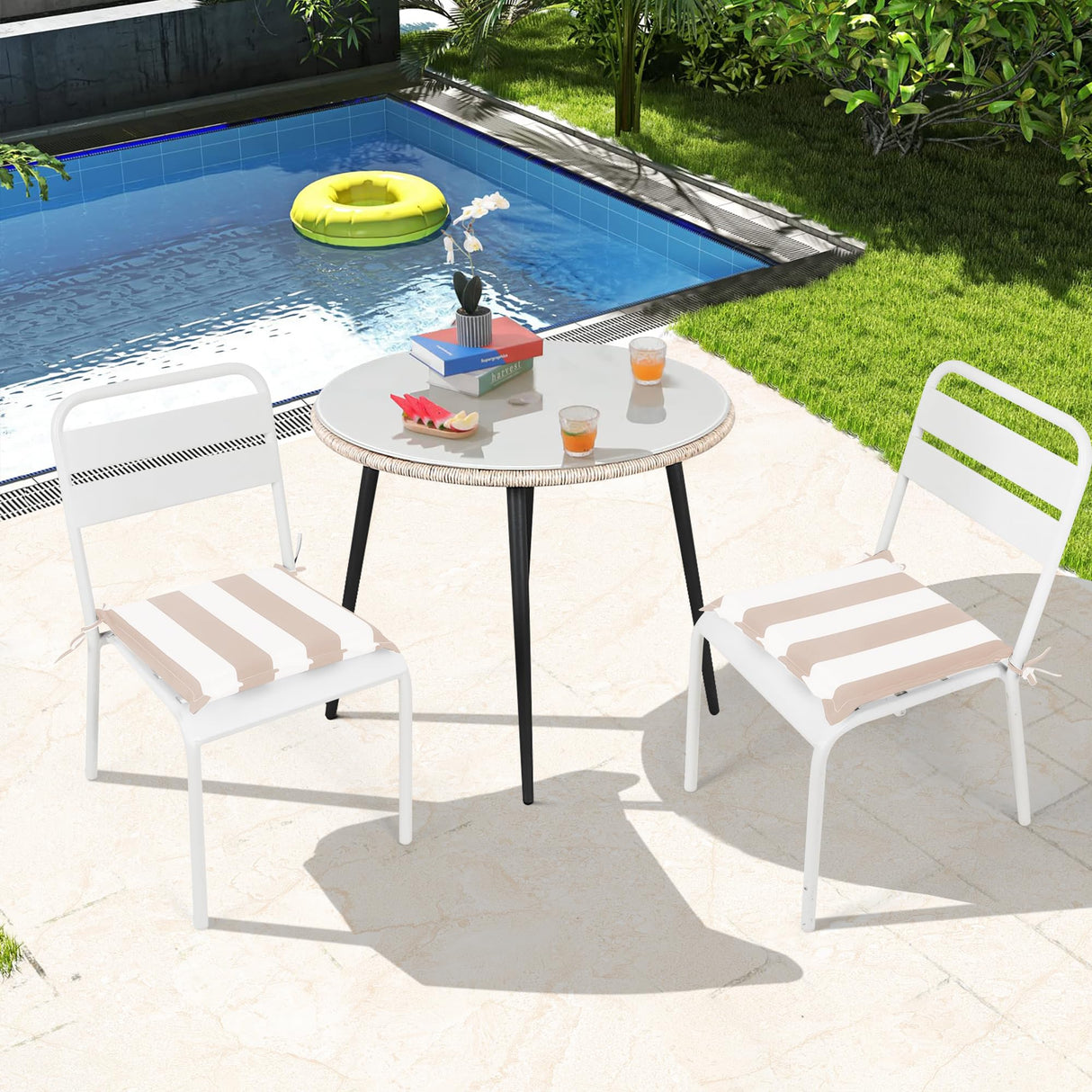 4PCS Outdoor Patio Seat Cushion Replacement - Khaki