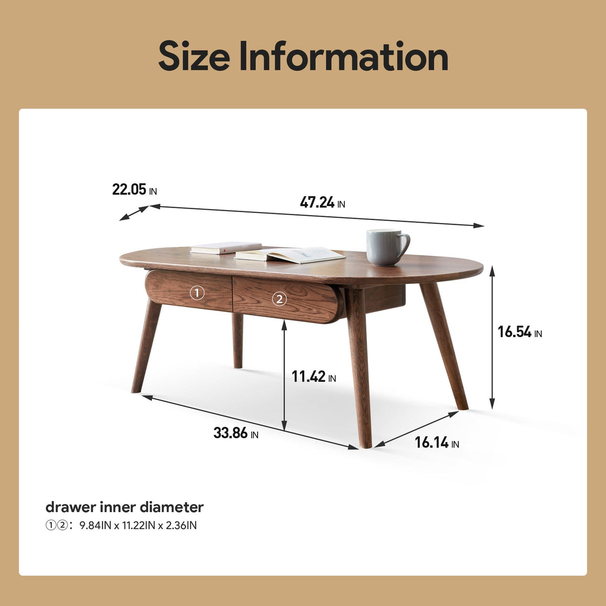 Capsule Centre Table - Solid Oak Wood Coffee Table