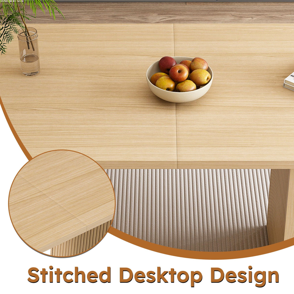 Oval Dining Table With Wood Strip Base