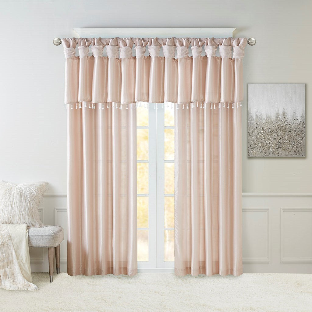 Twist tab lined window curtain panel blush 50x95"