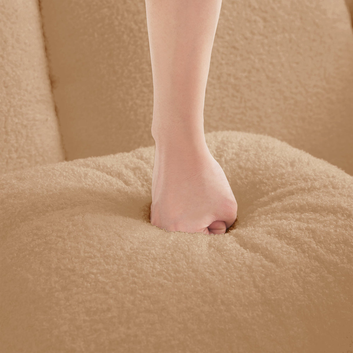Elysees Right Chaise Sofa With Pillows Teddy Fabric - Camel