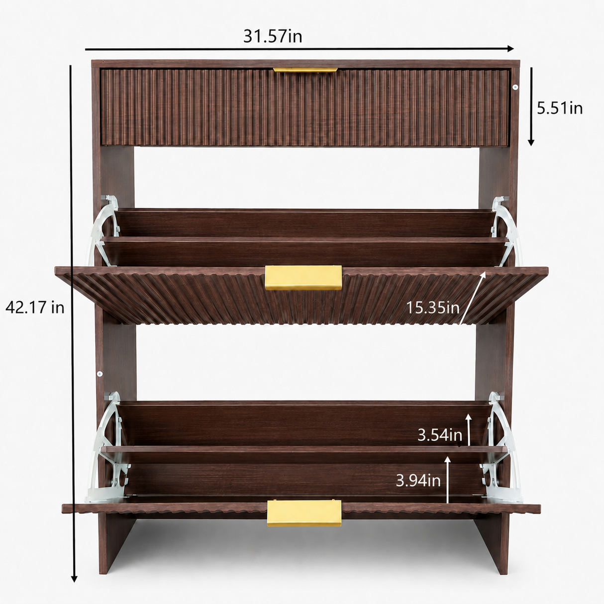 Narrow Fluted Shoe Storage Cabinet for Entryway