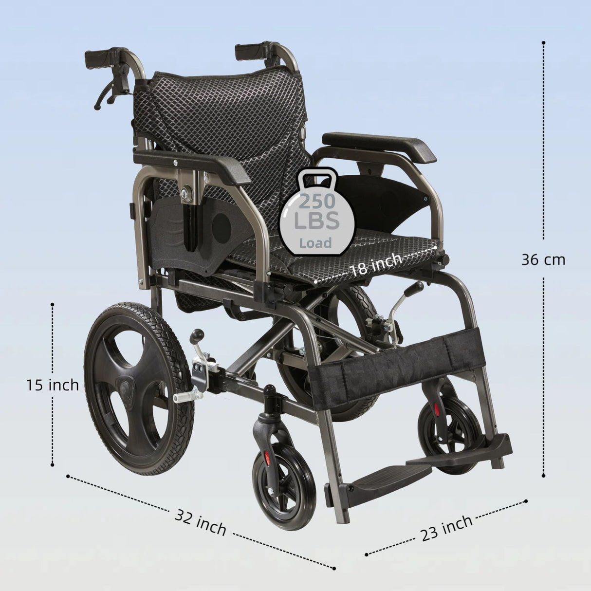 Lightweight Foldable Transport Wheelchair for Adults