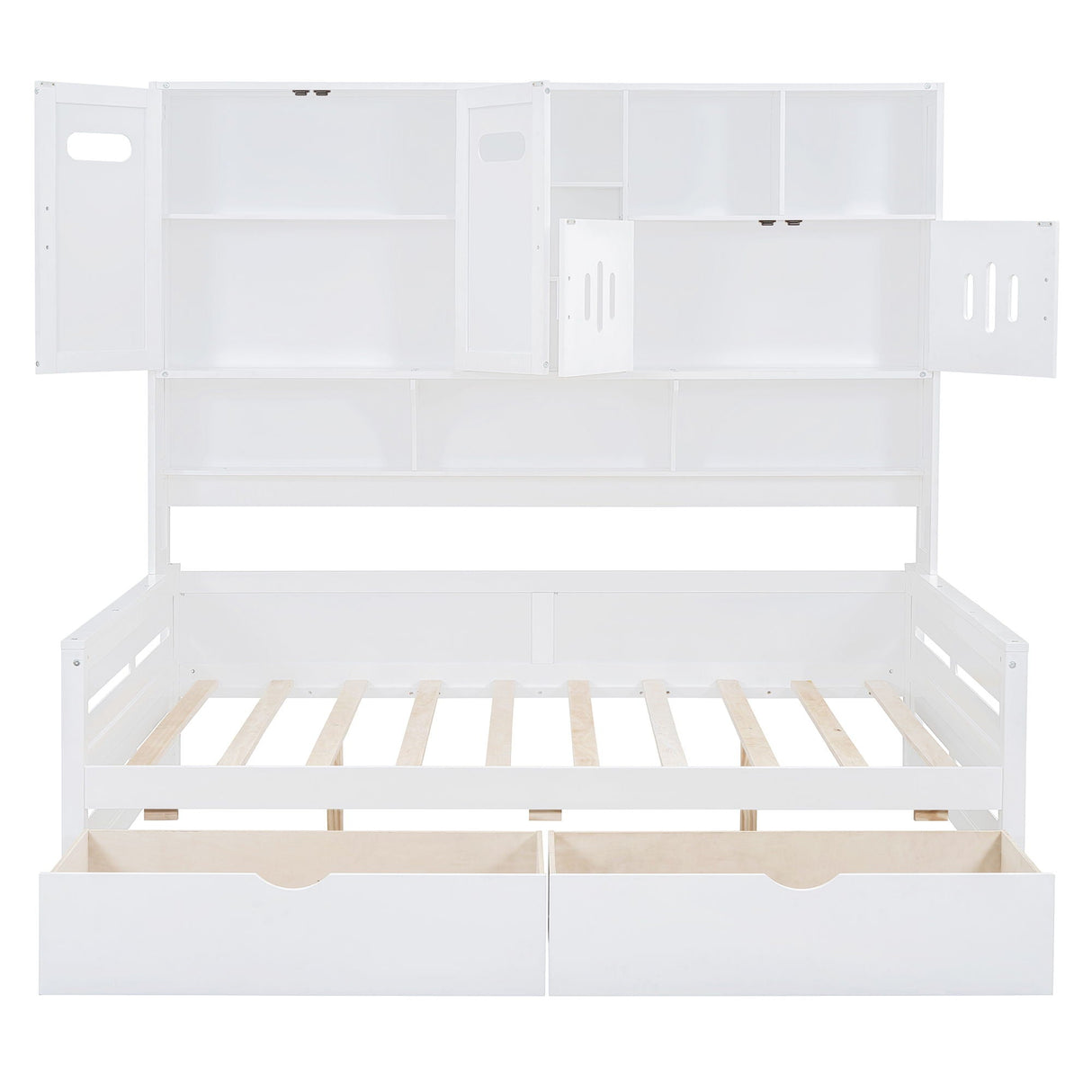 Daybed With All-In-One Cabinet And Shelf
