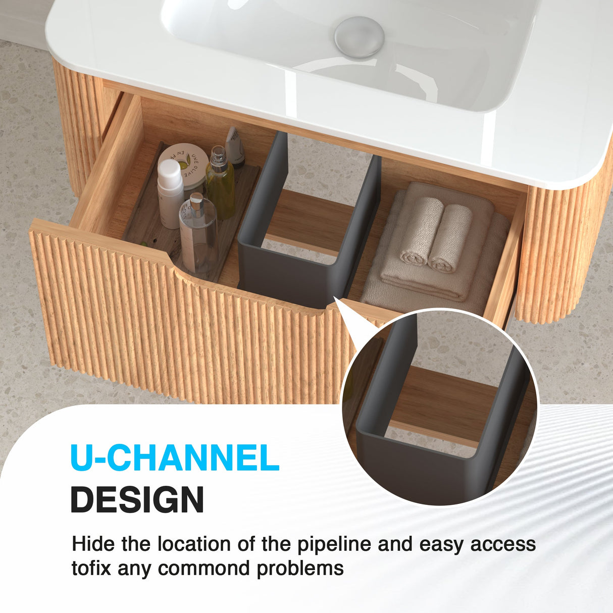 30-Inch Wall-Mounted Floating Solid Wood Bathroom Vanity