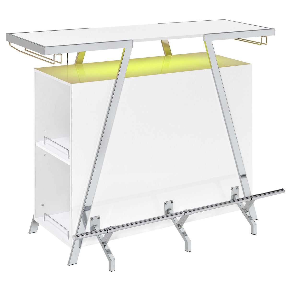 Katia - Wine Cabinet With LED Home Bar, 12 Bottle Storage - Gloss White