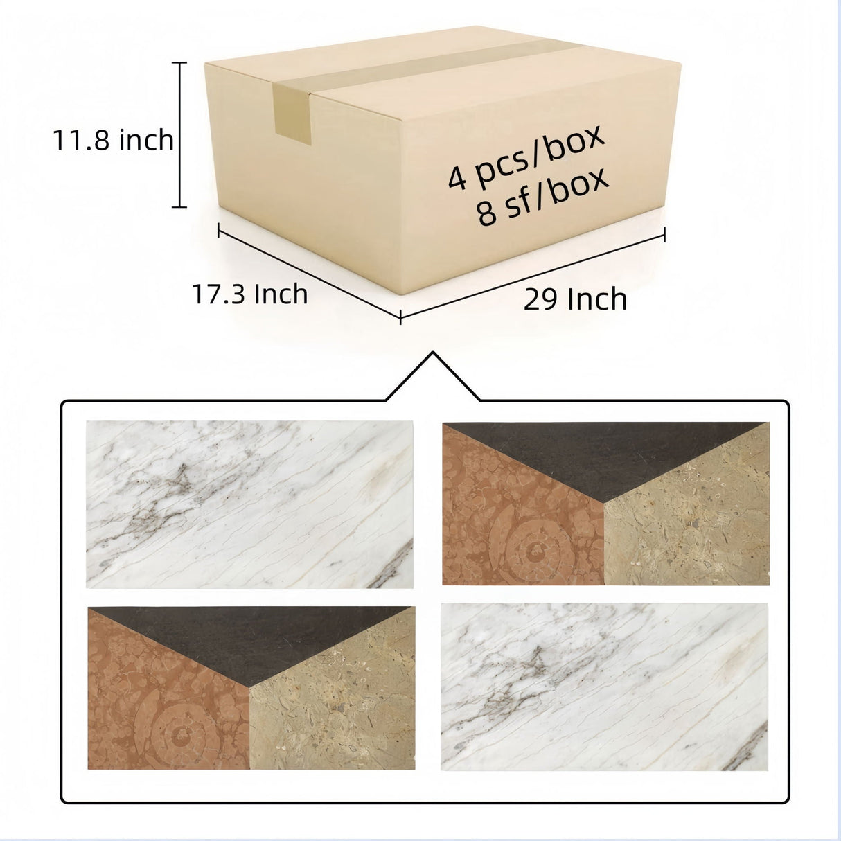 Waterjet Marble Polished Floor and Wall Tiles - White Multi Color
