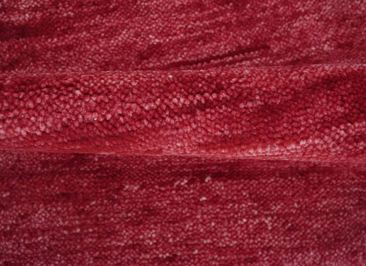 2X2.6 Solid Plain Red Hand knotted wool area rug