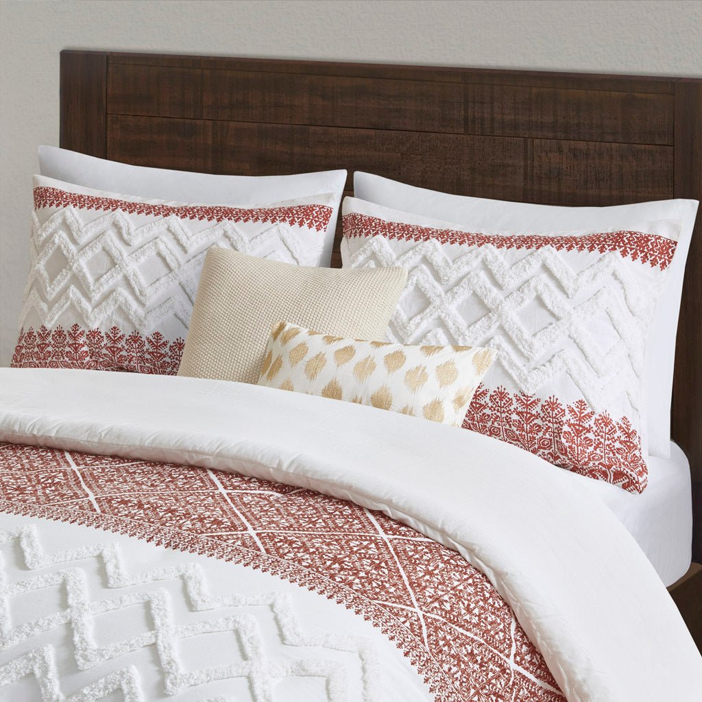 3 Piece Cotton Duvet Cover Set with Chenille Tufting - King/Cal King : 106W x 94L - Tuesday Morning - Comforters & Duvets