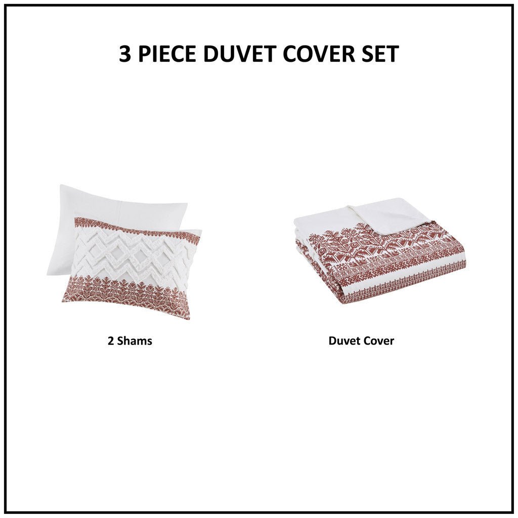 3 Piece Cotton Duvet Cover Set with Chenille Tufting - King/Cal King : 106W x 94L - Tuesday Morning - Comforters & Duvets