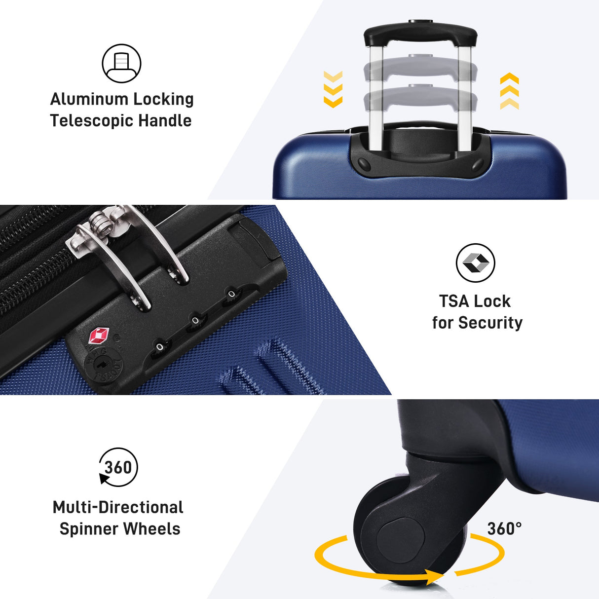 3 Piece Luggage Set Hardside Spinner Suitcase with TSA Lock 20" 24" 28" Available - Tuesday Morning - Luggage