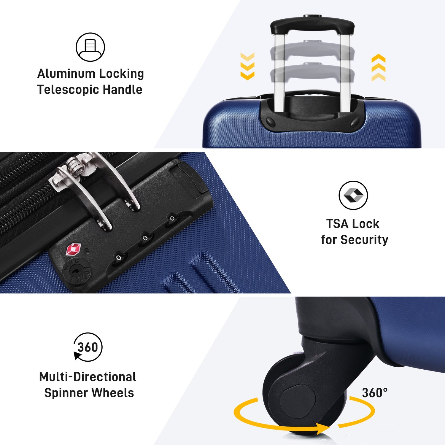 3 Piece Luggage Set Hardside Spinner Suitcase with TSA Lock 20" 24" 28" Available - Tuesday Morning - Luggage