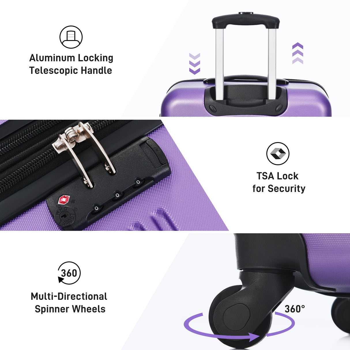 3 Piece Luggage Set Hardside Spinner Suitcase with TSA Lock 20" 24" 28" Available - Tuesday Morning - Luggage