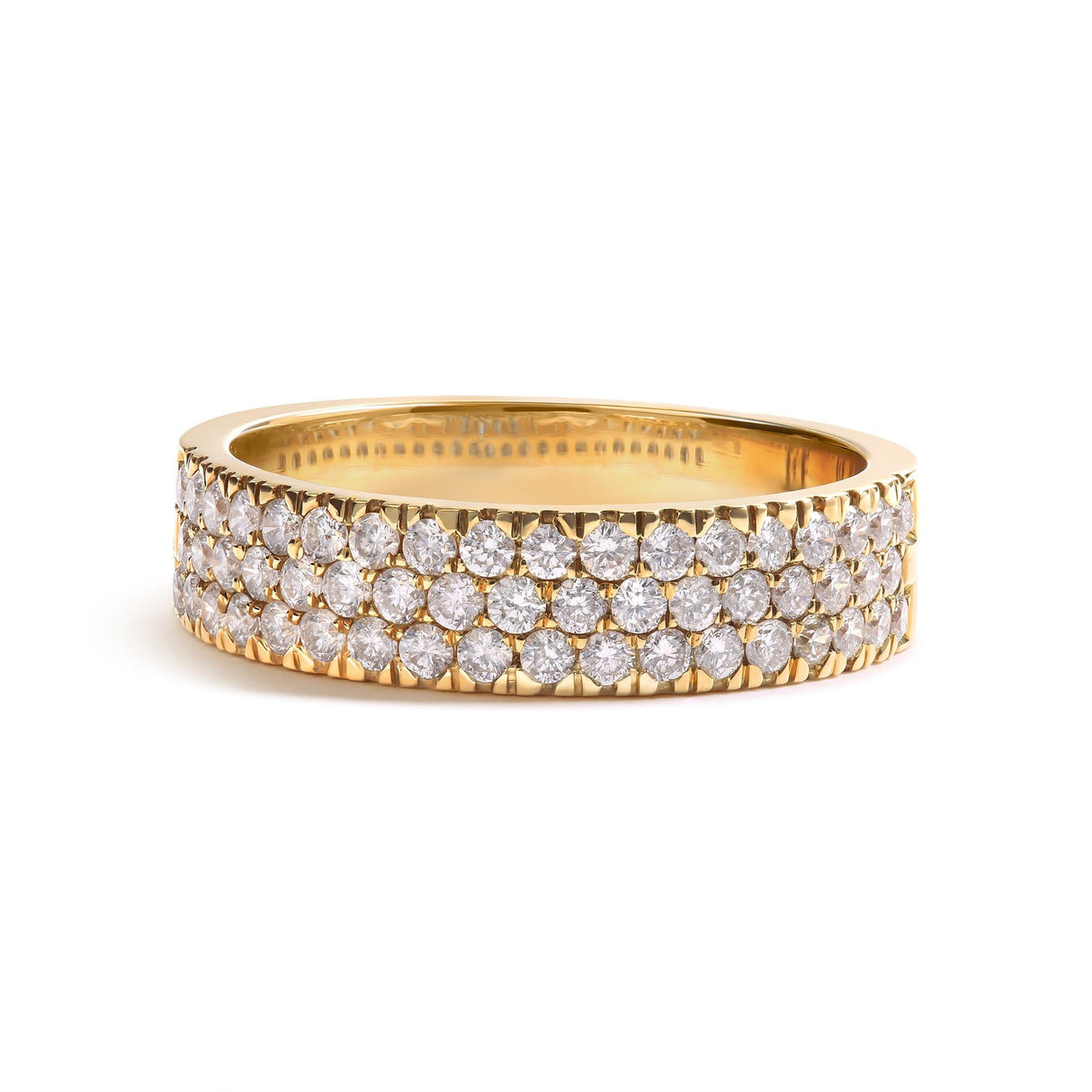 14K Yellow Gold Pave Set 3/4 cttw Multi Row Diamond Band Ring (H-I Color, SI2-I1 Clarity)