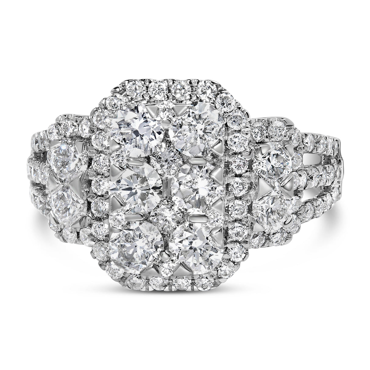 14K White Gold 2 1/4 Cttw Diamond Cocktail Cluster Ring (G-H Color, SI2-I1 Clarity) - Size 7