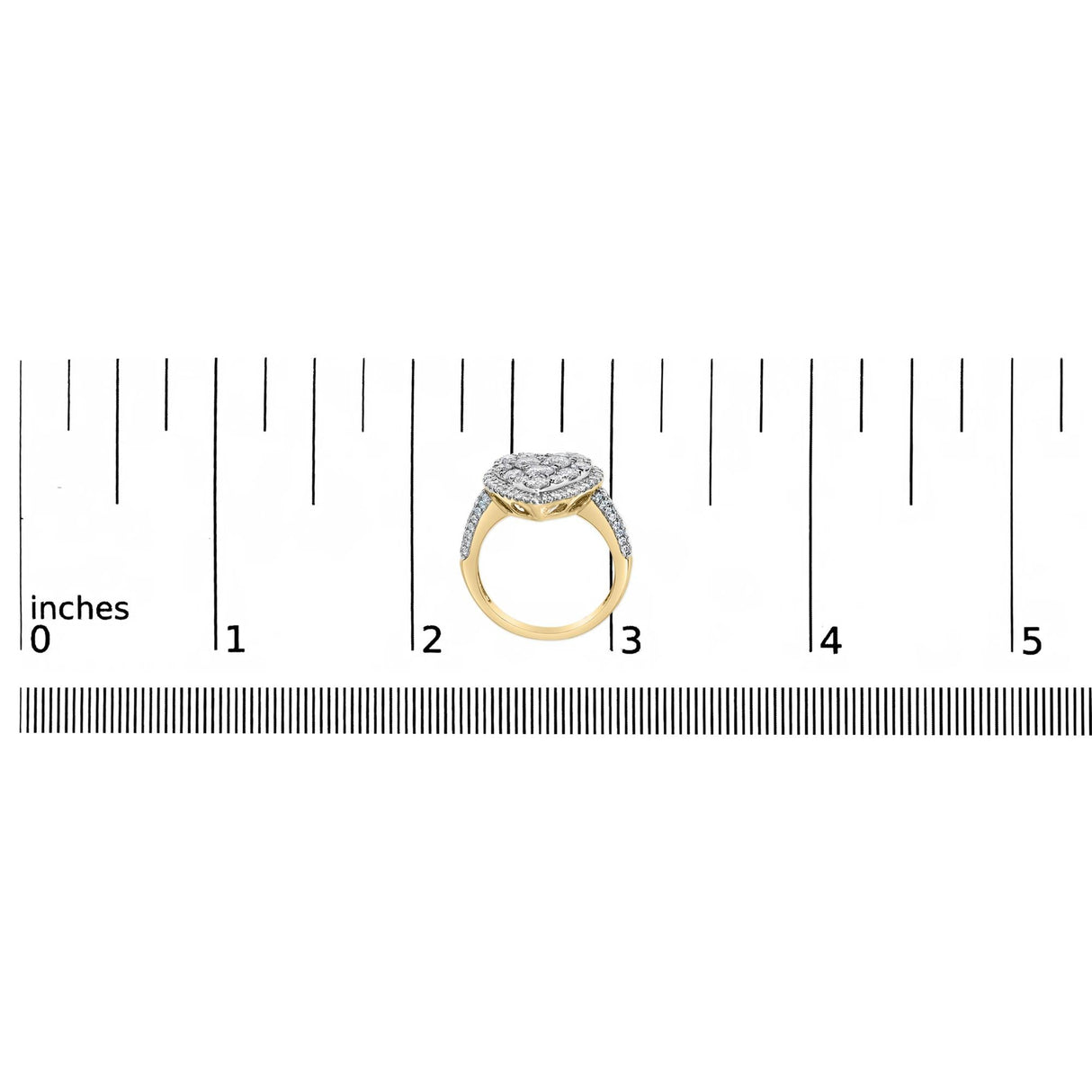 14K Yellow Gold 1 1/2 Cttw Diamond Heart Shaped Composite Ring (H-I Color, SI2-I1 Clarity) - Ring Size 7